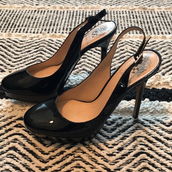 Open back black patent leather heels - Picture 2 of 6